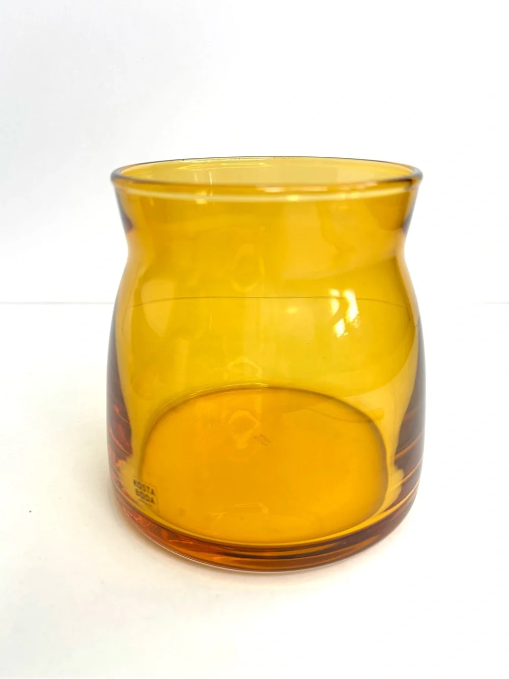 Kosta Boda Sweden Honey Amber-Toned Sculptural Minimalist‎ Blown Art Glass Vase